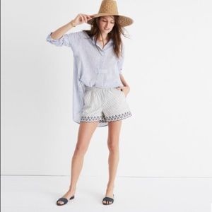 Madewell Striped Shorts with Embroidered Hem